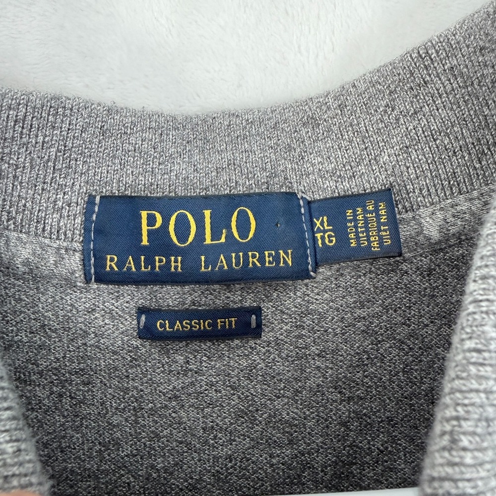 Polo Ralph Lauren Polo Shirt Merns XL Gray Classic Fit Long Sleeve Knit Pony - Picture 4 of 8